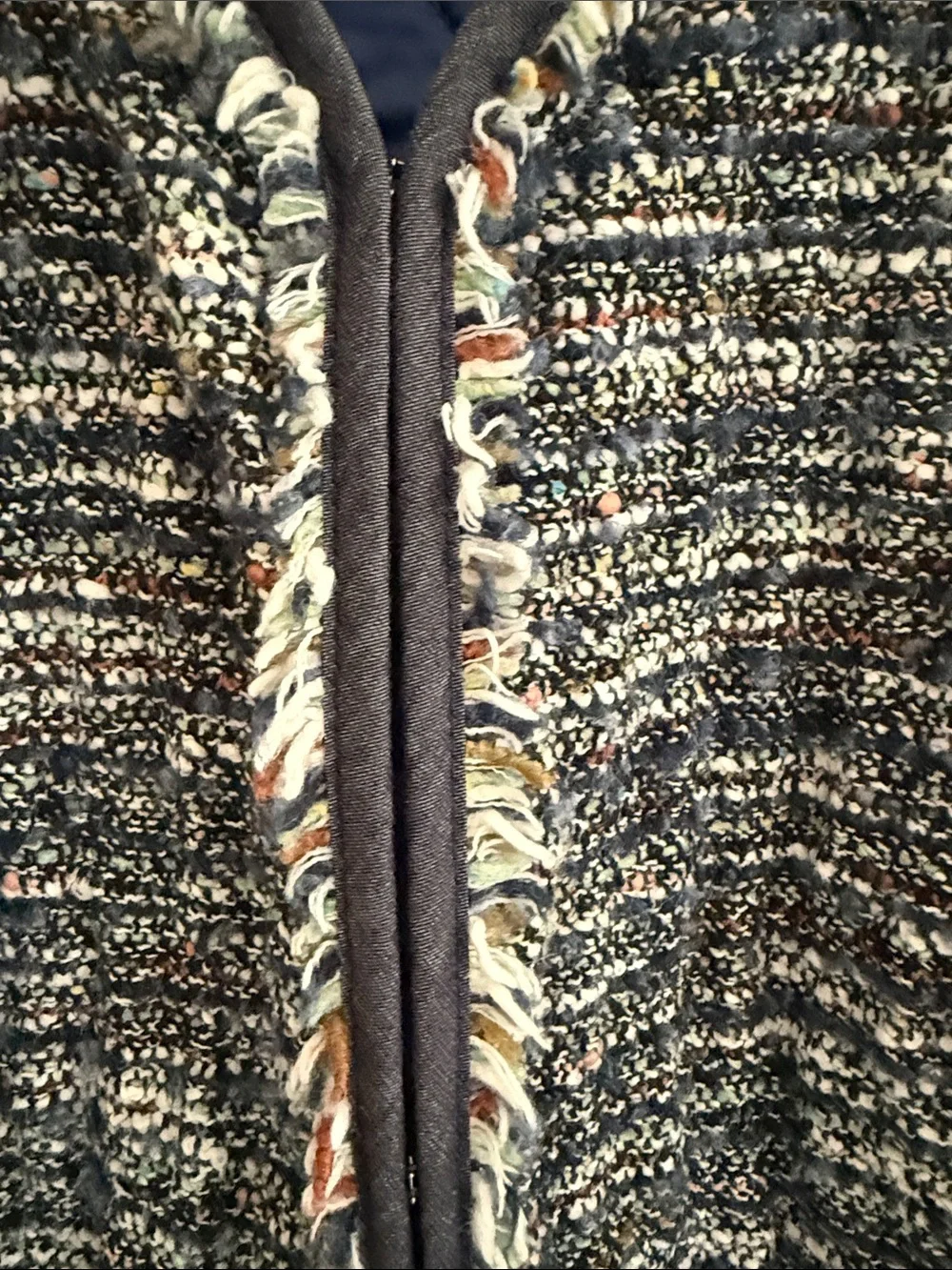 Escada Navy Bouclé Tweed Jacket with Multi-Color Flecks